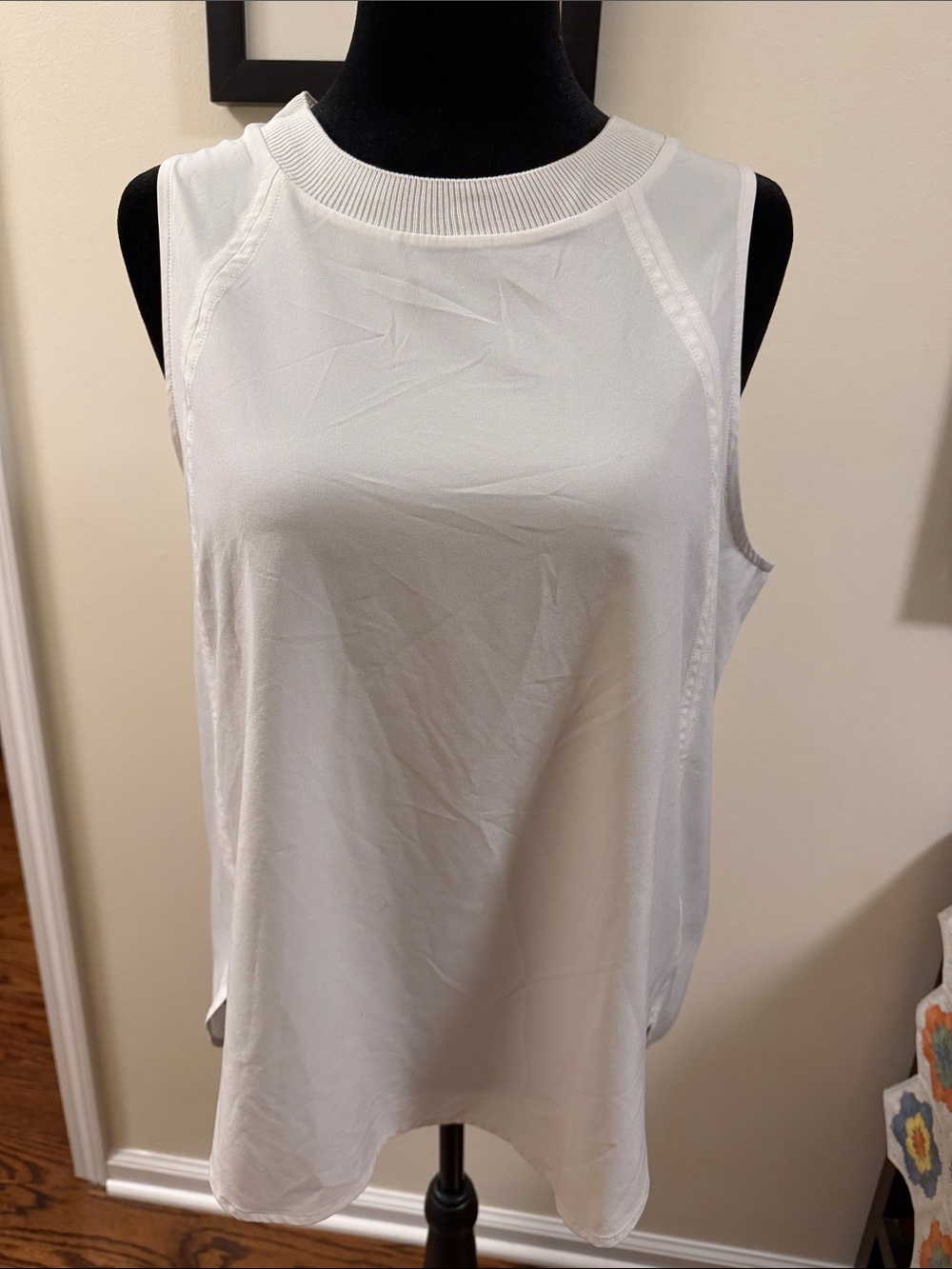 Athleta White Rib-Trim Sleeveless Tank